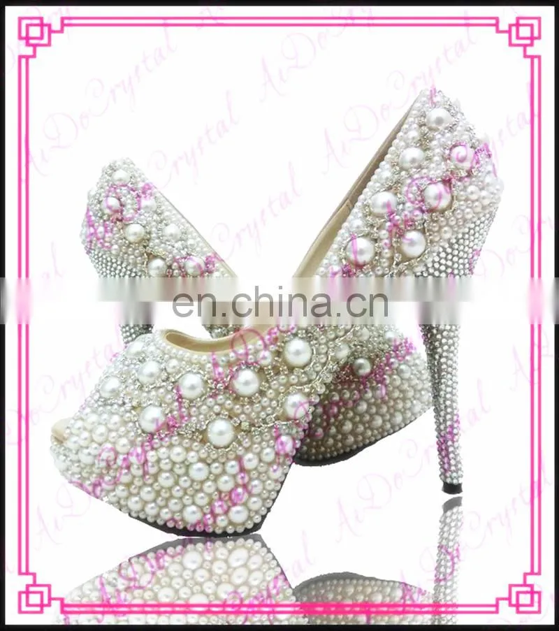 Aidocrystal 3.5inch white pearl with jewelry bridal wedding shoes
