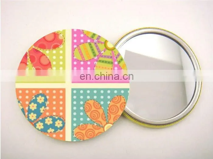 new cheap product fancy personaized portable compact one-way pocket round metal mirror