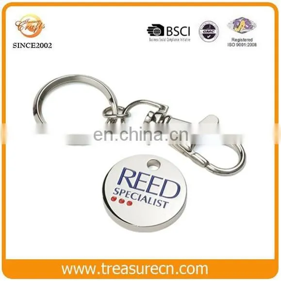 Custom Logo Printing Enamel With Metal Trolley Coin Keychain