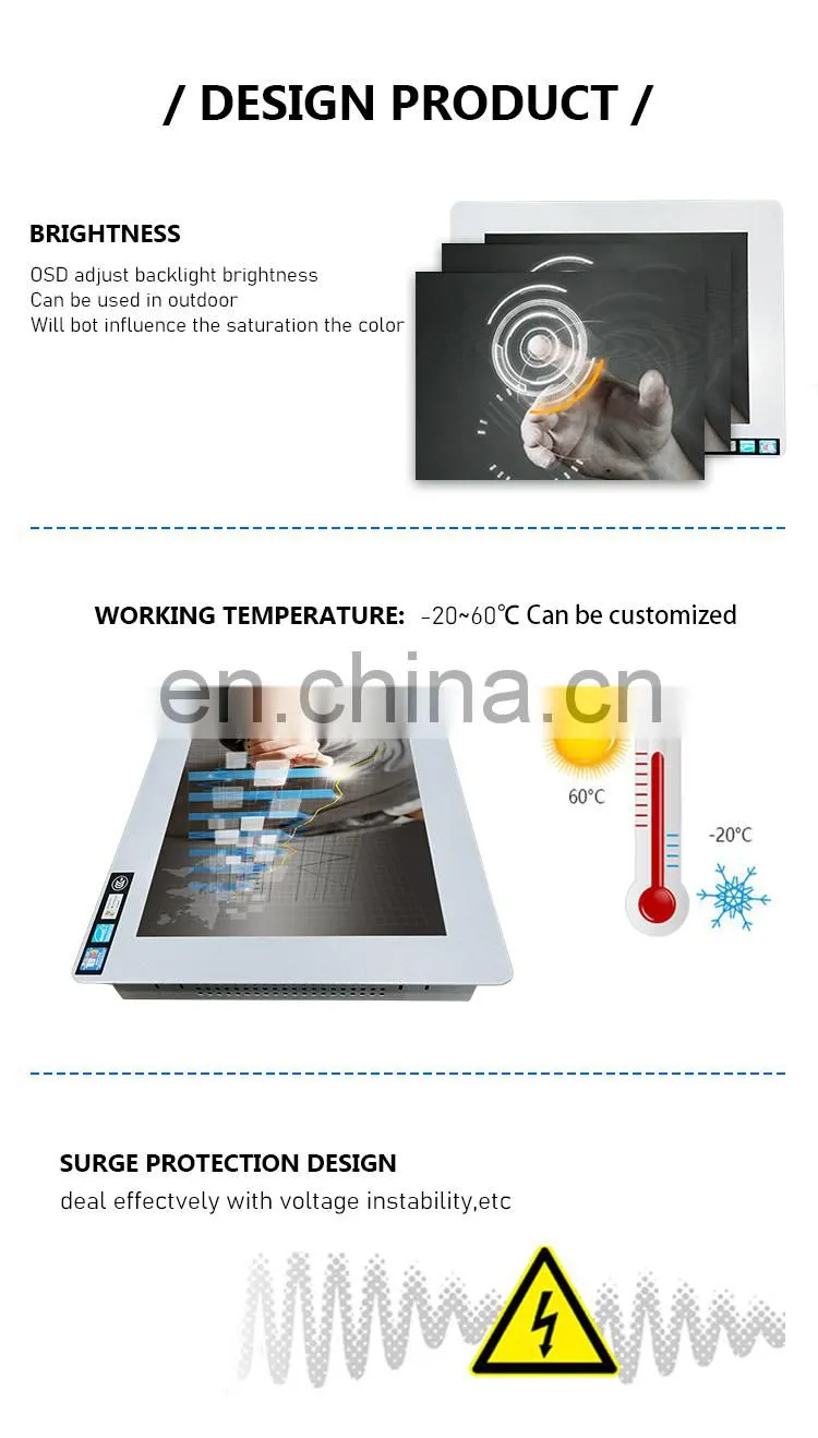 Oscan Industrial Metal Case 12 Inch Embedded Open Frame Touch Screen Monitor VGA DVI
