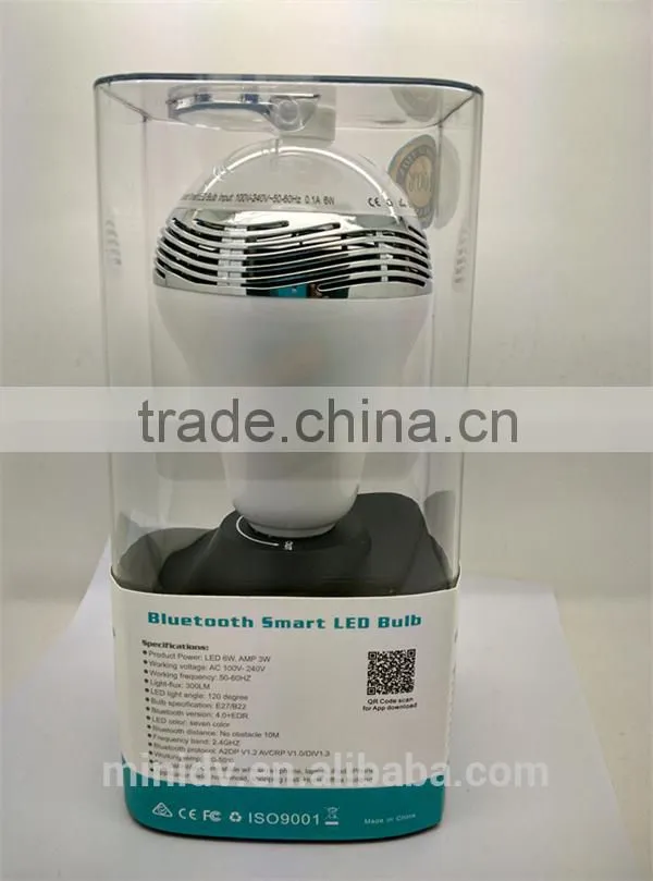AC100-240V Working Voltage E27/B22 Base RGBW LED Bluetooth Bulb Speaker with Free Controlling APP for Android & IOS Smartphones