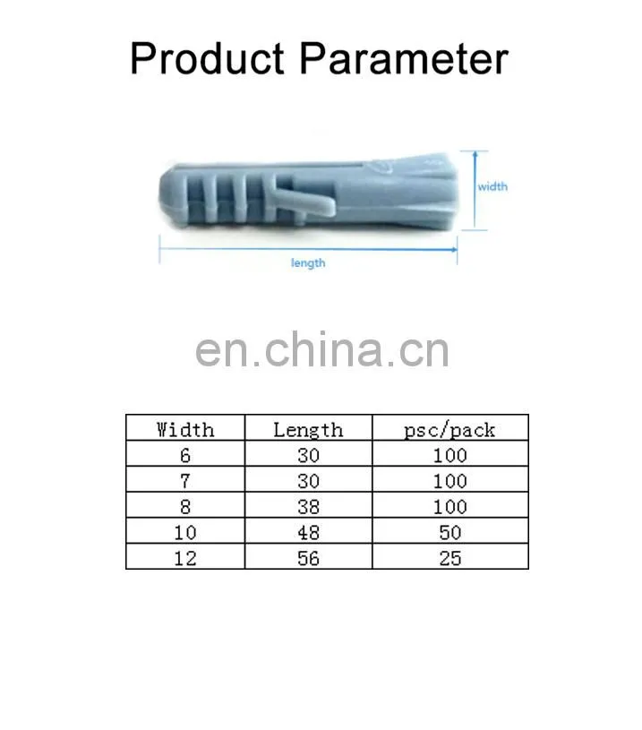 JINGHONG Nylon Wall Plug Plastic Expansion Screws
