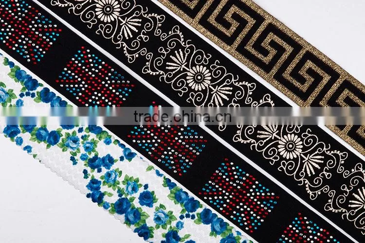 Custom Brand Names Golden Wide Black Textile Elastic Band