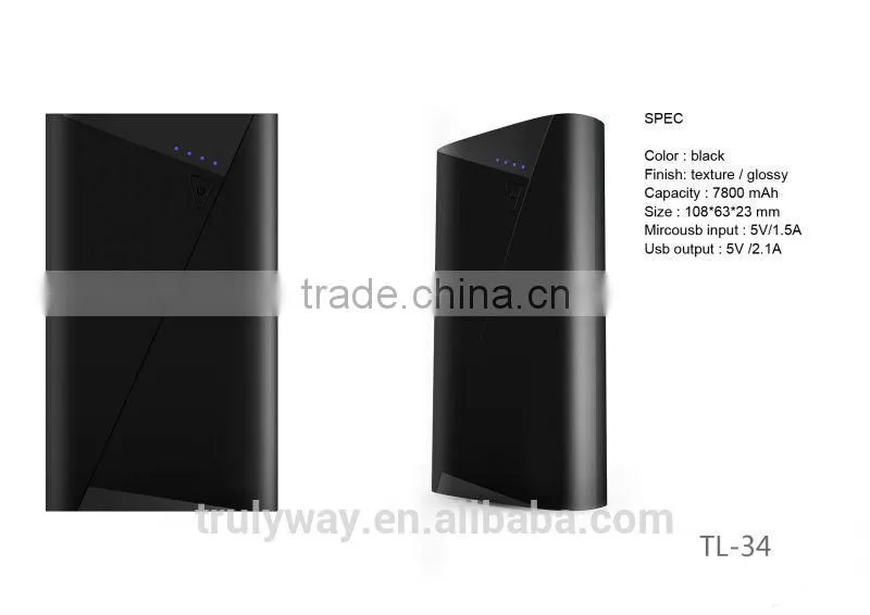 Private molding Roll book design TL-34 7800mAh portable charger for smart phones and digital devices-optional colors