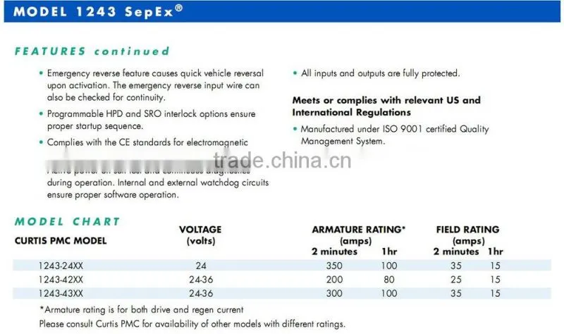 Forklift Parts Separately Excitation Curtis Speed Controller for Electric Vehicle