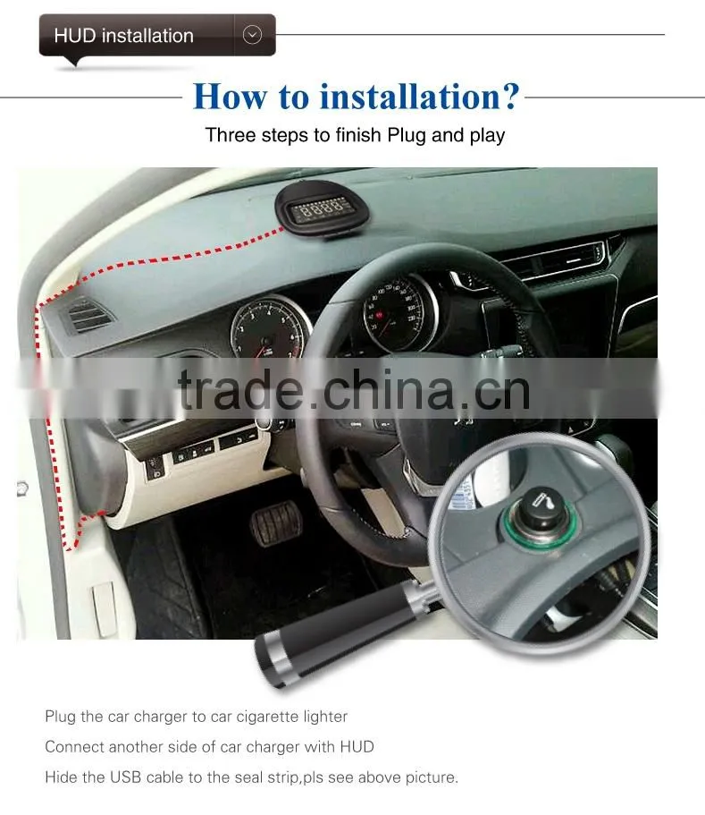 A1 2.0 inch Car GPS HUD Head Up Display Vehicle-mounted Security System, Support Speed & Real Time & Altitude & Over Speed Alarm