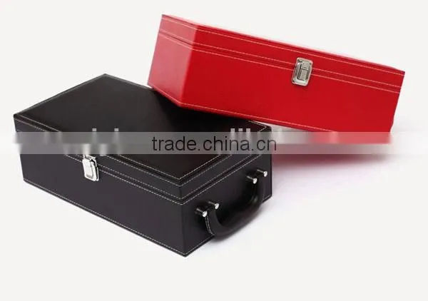 Factory Hot Sell Handmade two bottles wine leather box