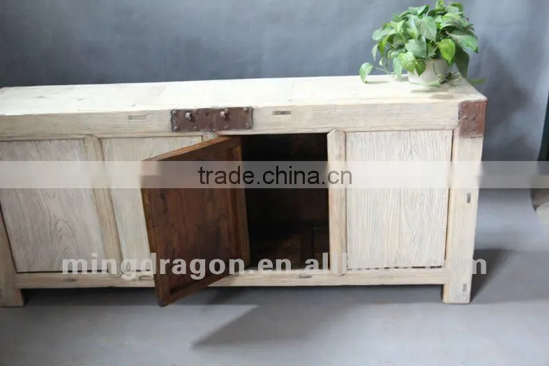 Chinese antique furniture elm wood shanxi white four door bedroom cabinet
