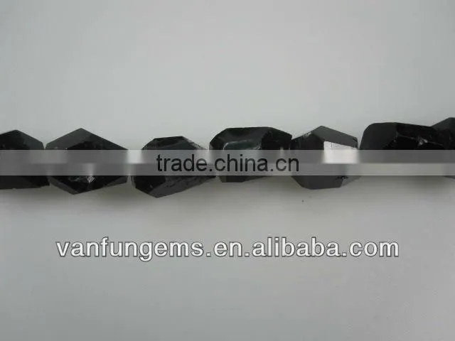 Black tourmaline faceted tumble stone