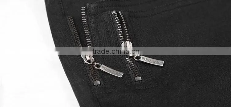 K-178 Punk Rave Elastic Straight Trousers With Skulls And Dark Printing