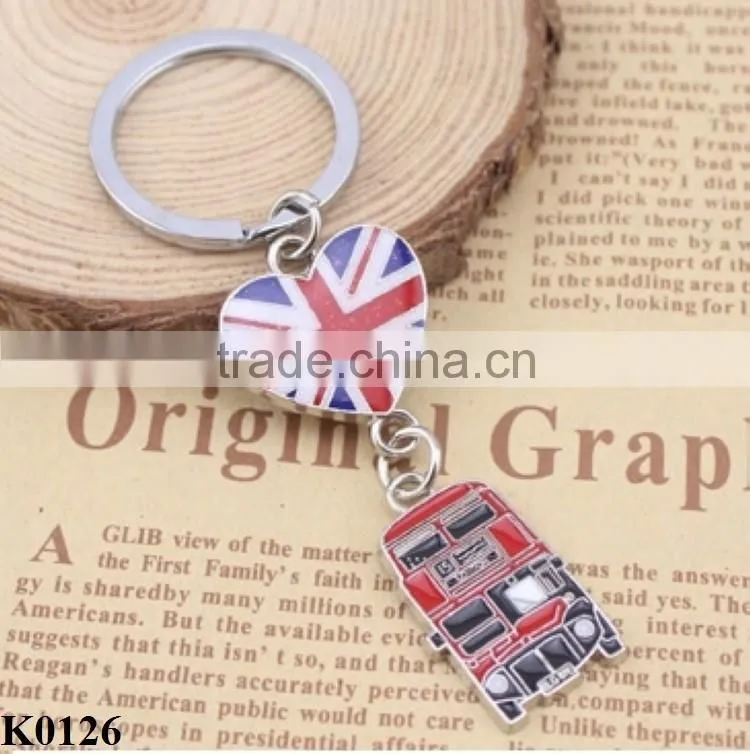 Best Selling Alloy Keychain Products Cute London England Flag & Phone Box Charms Metal Keychain K0126