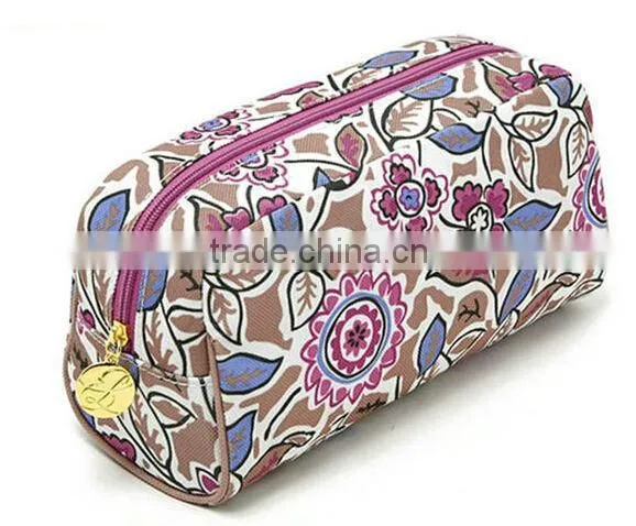Printed flower polyester cosmetic bags & cases