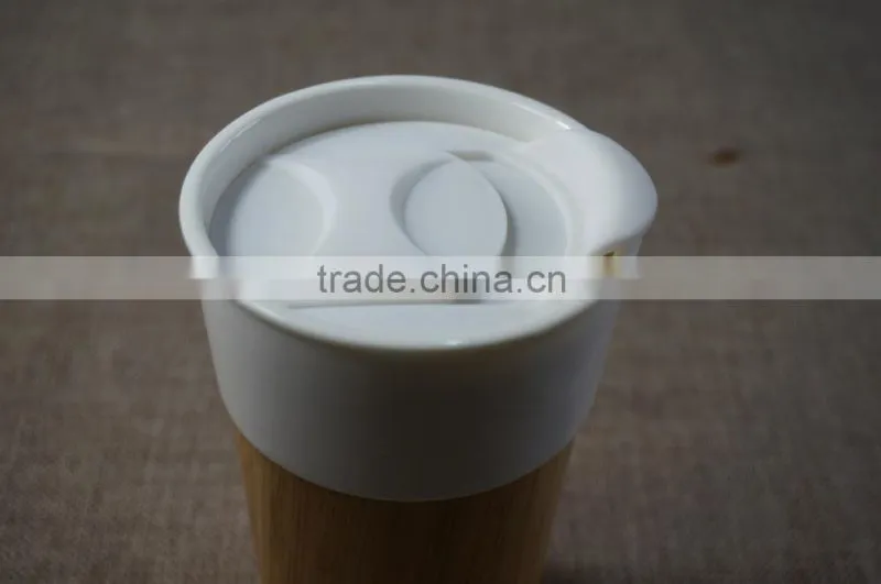 Ceramics coffee cup with bamboo sleeve