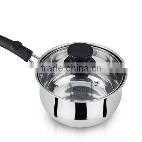 Wholesale stainless steel milk pot with glass lid