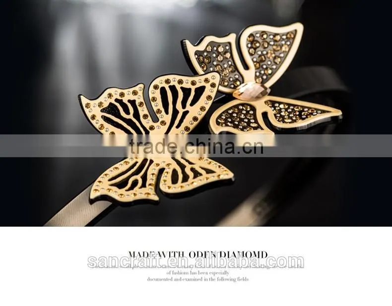 Latest fashion jewelry hair band clasp crystal black butterfly hair jewelry
