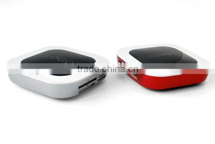 High Speed 2 Port USB HUB With card reader Combo with Light-up LED Logo