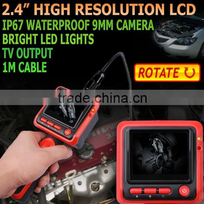 2.4" LCD 9mm Probe 4 LED Lights Video Endoscope Borescope Inspection Camera