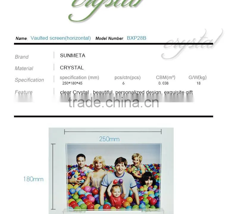 High quality cheap price sublimation crystal photo frame BSJ-28