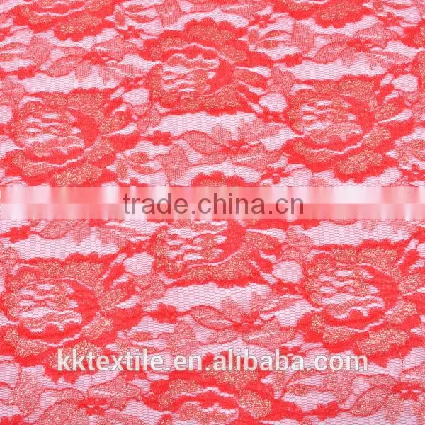 New arrival China supplier metallic thread embroidery in lace mesh fabrics