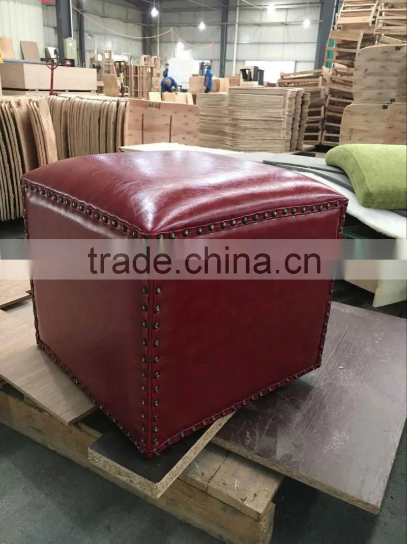 Leather ottoman pouf square ottoman chair