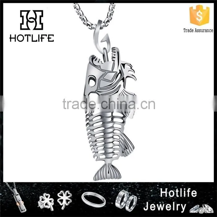 Stainless steel black metal jewelry fish necklace