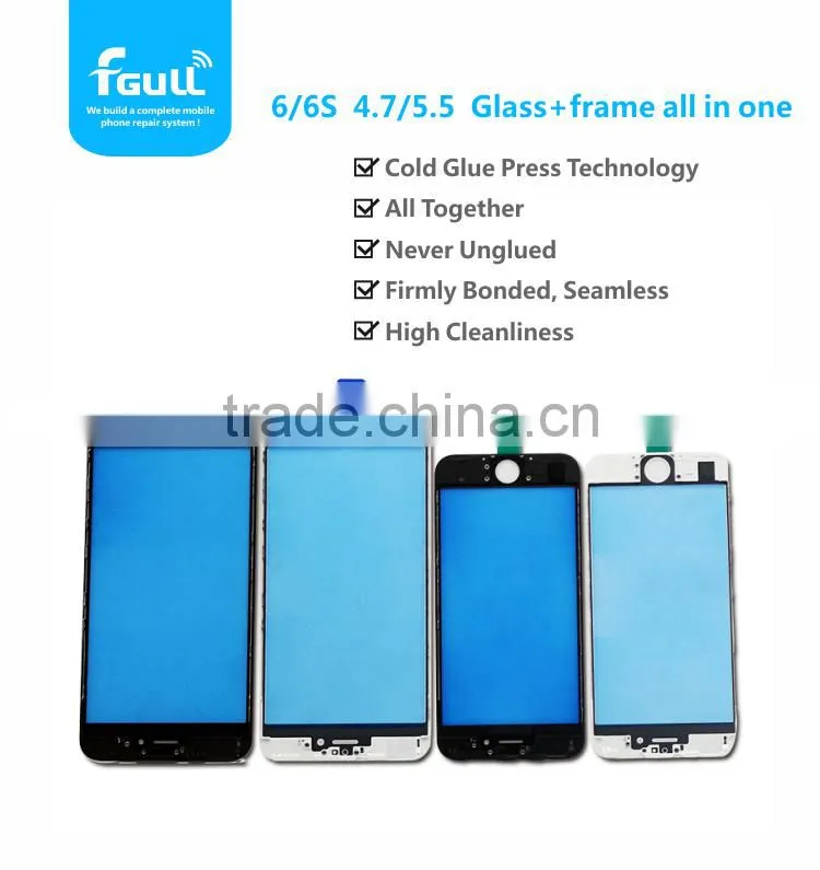 Best Quality Cold Press glue Frame + Outer Glass Touch Screen Assembly For iPhone 6S plus Repair Part