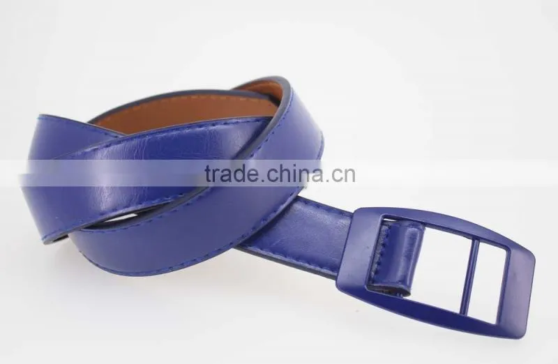 HOT 1 inch fashion PU leather belt dress for women with blue leather in yiwu