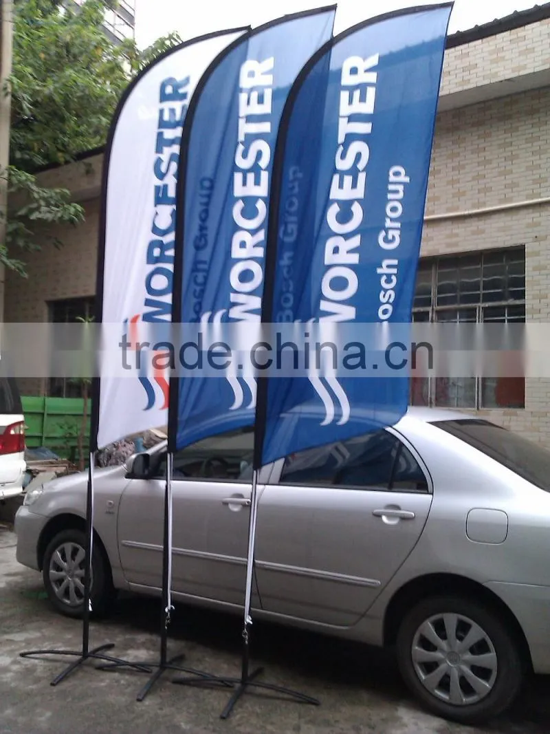 2016 hot durable aluminium and fabric graphic beacher feather flag