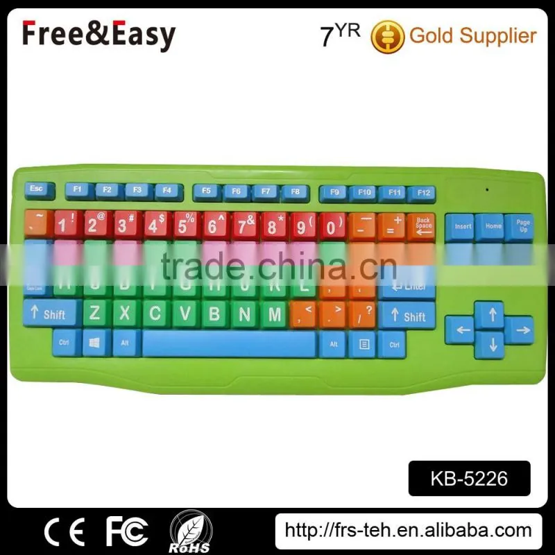 Waterproof Color with Large Keys Plug and Play Children Wired Keyboard