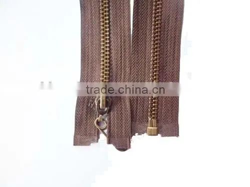 5# metal aluminum zipper plated bronze teeth zipper open end zipper with fancy slider coate zipper