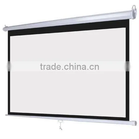 100 16:9 Manual Pull Down Projector Screen Selflocking Matte White Theater Video