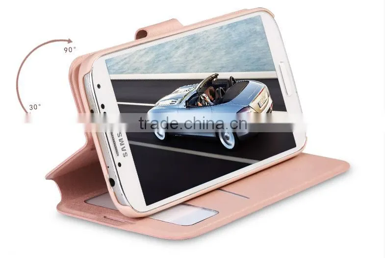 Single Open Window View Design Magnetic Buckle Leather Flip Case For Samsung