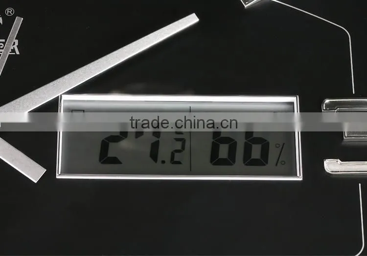Unique LCD wall clock,Time/Date/Temperature LCD clock,Varnish wooden case
