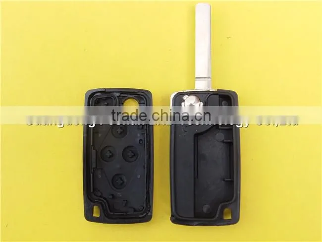 Best sell 4 buttons flip key shell for Peugeot 307 without battery place