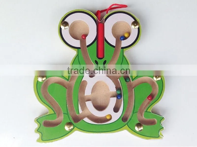 CHILDREN WOODEN FROG MAGNETIC MAZE TOYS