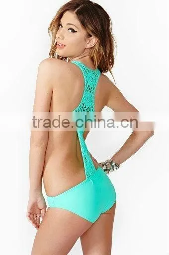 black extreme crochet monokini swimwear