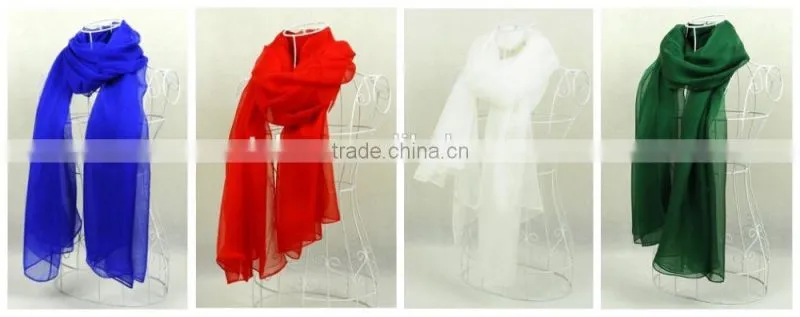 100% silk pure color long silk colourful scarves