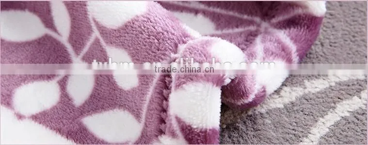 Leaves pattern 100% polyester flannel blanet