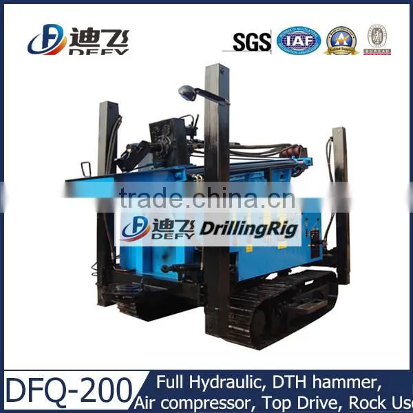 Rock DTH RIg High Air Pressure DFQ-200 air compressor drilling rig