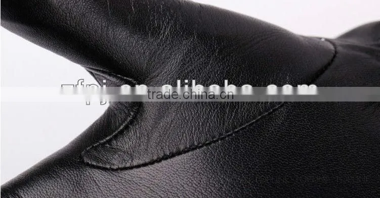 lady winer bowknot black tight lamb leather gloves