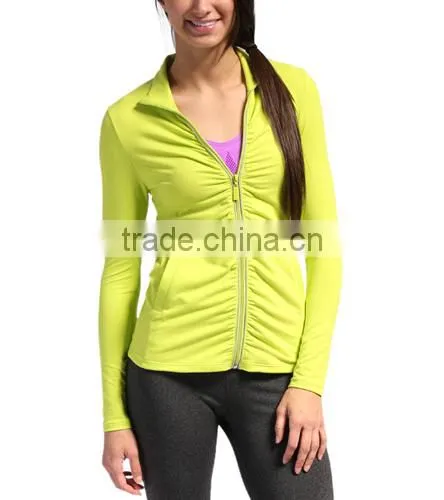 86% nylon 14% spandex dry fit yoga jacket for women