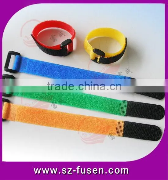 Adjustable magic tape cable strap with buckle