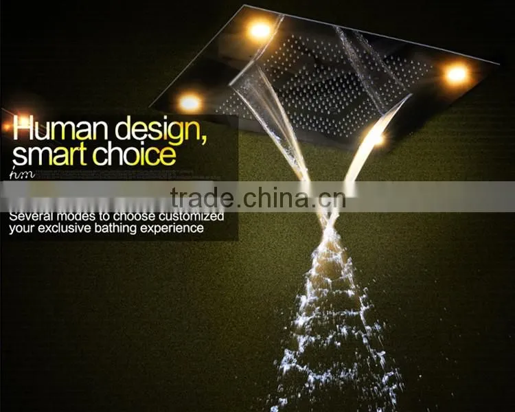 luxury bathroom accessories 5 in 1 multicolor remote control embed ceiling led rainfall waterfall shower set