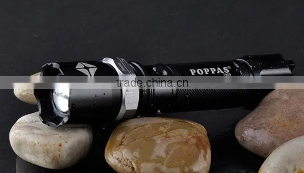 Promotion POPPAS T809 3W XPE Zoomable Bright Rechargeable Aluminium 18650 Battery Led waterproof led flashlight