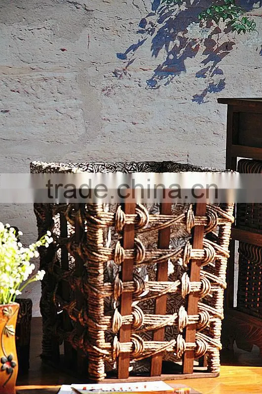 9 hand woven - pastoral style - solid - wooden dirty clothes basket - dirty clothes barrel - storage basket basket