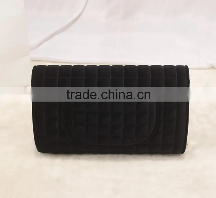 Online shopping Luxury newest designer custom black velvet sling shoulder bags with metal chain