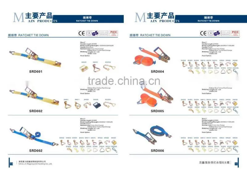 Cargo Lashing belt/ratchet tie down /lashing strap /ratchet strap