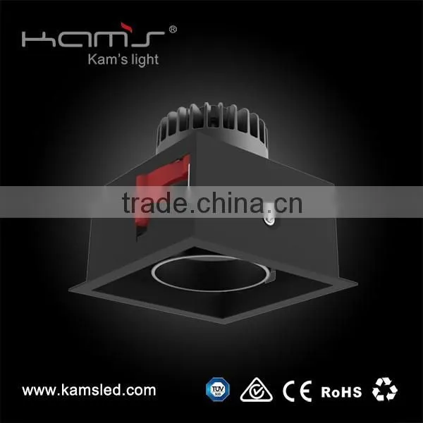 High lumen one head grille downlight recessed ceiling lamp square narrow trimless grille lighting