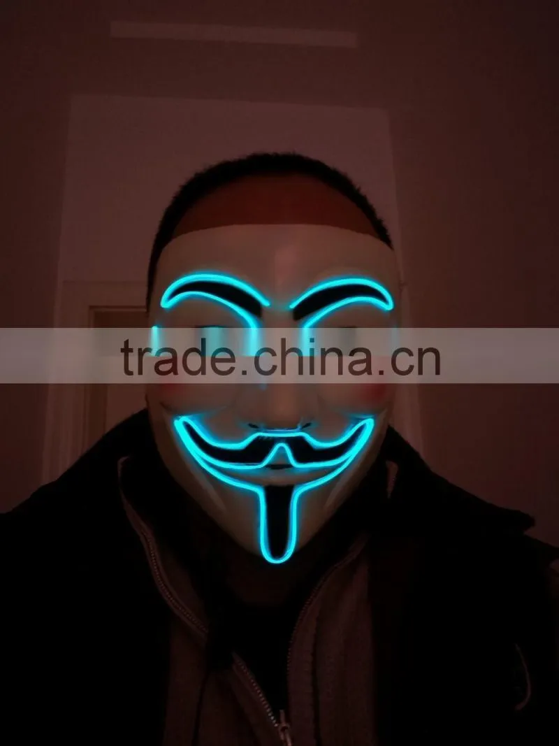 Hot Selling Party EL light Mask / EL WIRE V for Vendetta Mask