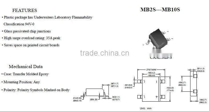1000V SMD Bridge Rectifier DIODE MB10S
